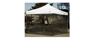 Sidewall screen mesh walls for food booths